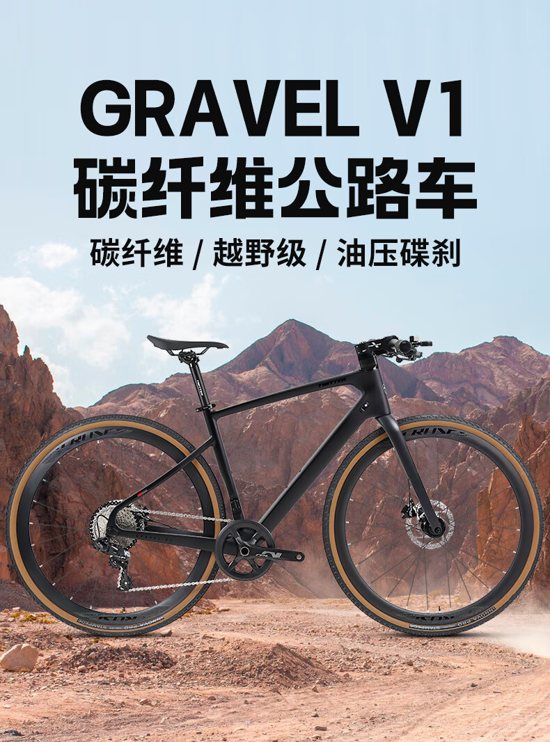 骓特（TWITTER）GRAVEL碳纤维公路车自行车平把碟刹砾石变速自行车成人瓜车单车 NX-11速铝轮RS油碟刹 48CM（168-175身高）
